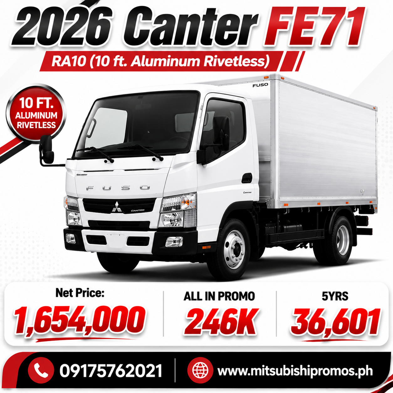 2026 CANTER FE71 10FT ALUMINUM RIVETLESS M/T