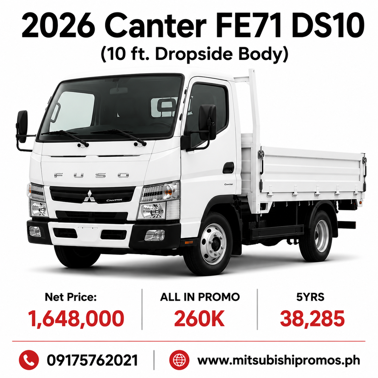 2026 CANTER FE71 10FT DROPSIDE M/T